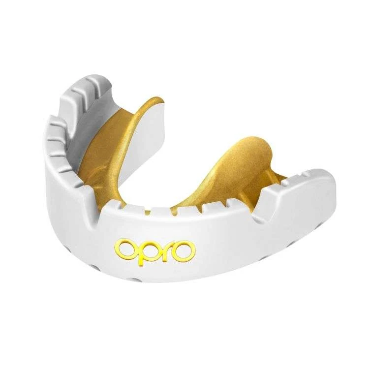 Opro Gold Level Mouthguard Braces – White 1 Opro Gold Level Mouthguard Braces – White