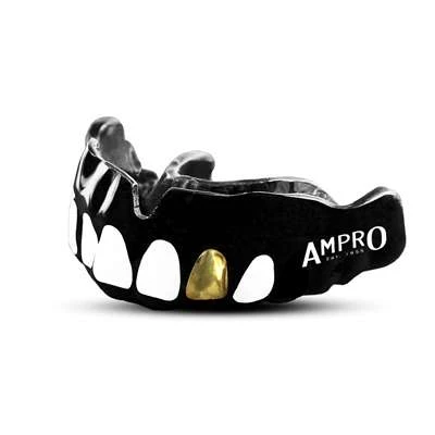 Ampro Custom Dentist Black Performance Mouth Guard – Gold Tooth 1 Ampro Custom Dentist Black Performance Mouth Guard – Gold Tooth