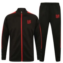 Sugar Ray’s Adult Slim Fit Knitted Tracksuit – Black/Red