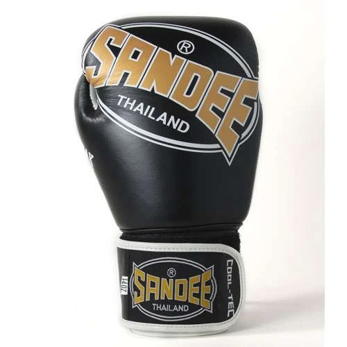 Sandee Cool-Tec Leather Sparring Glove – Black/Gold/White 2 Sandee Cool-Tec Leather Sparring Glove – Black/Gold/White - Image 2