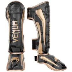 Venum Elite Shinguards – Dark Camo/Gold