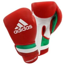 Adidas AdiSpeed Hook And Loop Boxing Gloves – Red/White/Green