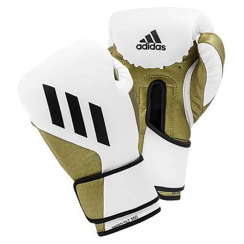 Adidas Speed Tilt 350 Hook & Loop Boxing Gloves – White/Gold 1 Adidas Speed Tilt 350 Hook & Loop Boxing Gloves – White/Gold