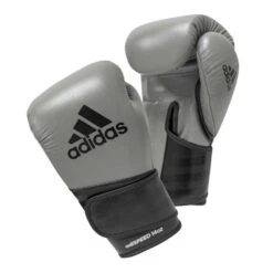 Adidas AdiSpeed Hook And Loop Boxing Gloves – Grey/Black
