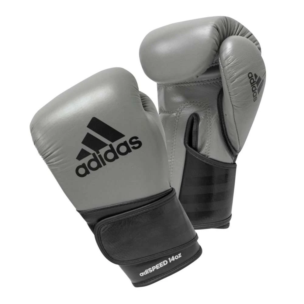 Adidas AdiSpeed Hook And Loop Boxing Gloves – Grey/Black 1 Adidas AdiSpeed Hook And Loop Boxing Gloves – Grey/Black