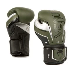 Venum Elite Evo Boxing Gloves – Khaki/Silver