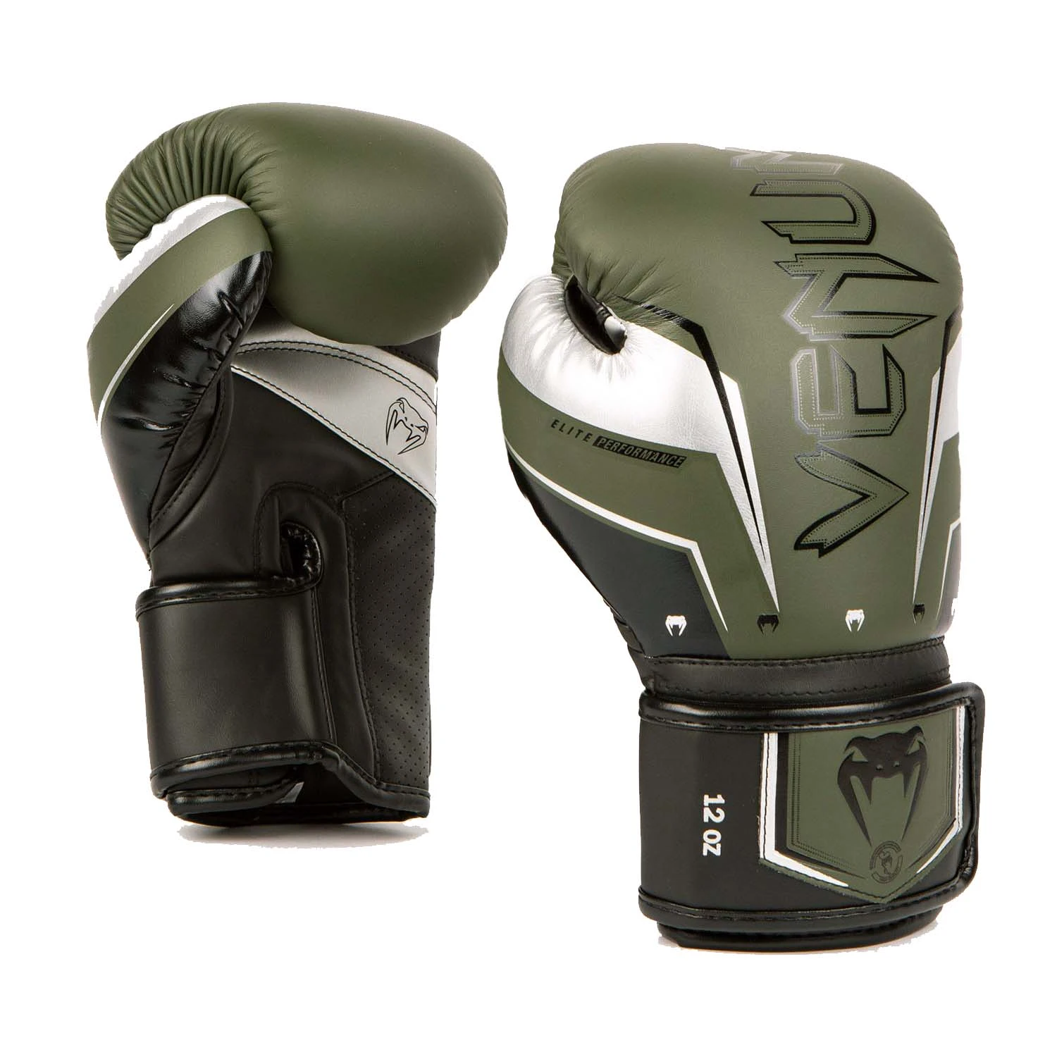 Venum Elite Evo Boxing Gloves – Khaki/Silver 1 Venum Elite Evo Boxing Gloves – Khaki/Silver