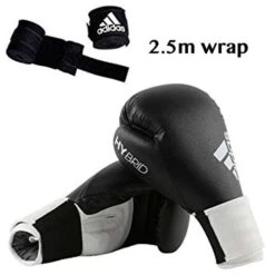 Adidas Hybrid 100 Boxing Glove + Adidas 2.5m Wrap – Black