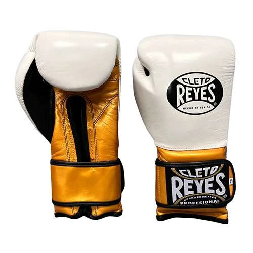 Cleto Reyes Hook&Loop Sparring Gloves – White/Gold 1 Cleto Reyes Hook&Loop Sparring Gloves – White/Gold