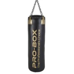 Pro-Box Champ Leather Hybrid 4ft Straight Punch Bag – Black/Gold