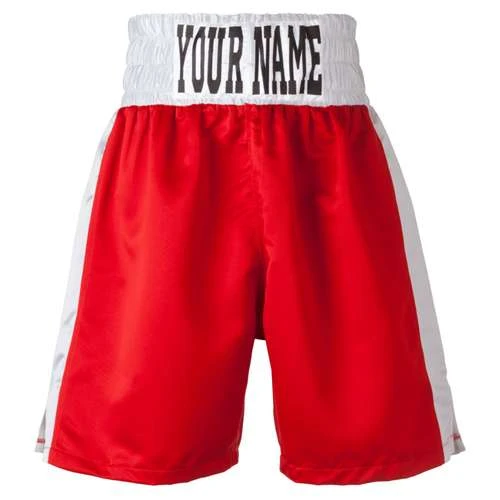 Custom Made Boxing Short Red With White Stripes And Waistband 1 Custom Made Boxing Short Red With White Stripes And Waistband