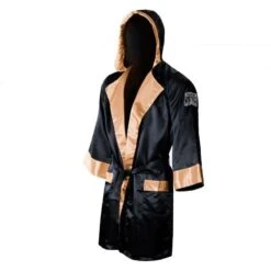 Cleto Reyes Satin Boxing Robe With Hood – Black/Gold
