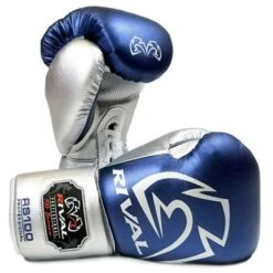 Rival RS100 Professional Lace-Up Sparring Glove β Blue/Silver