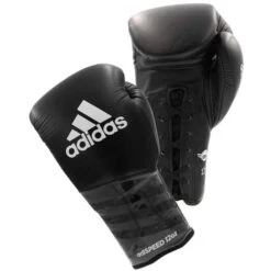 Adidas AdiSpeed Lace Up Boxing Gloves – Black/White