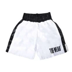 Tuf Wear Satin Boxing Shorts – White/Black