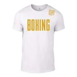 Sugar Rays BOXING Training T-Shirt – White/Gold [Junior And Adult]