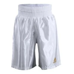 Adidas 18 Satin Boxing Shorts – White/Gold