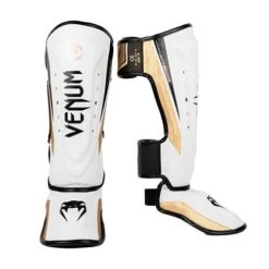 Venum Elite Evo Shinguards – White/Gold