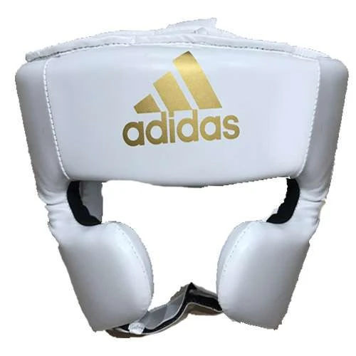 Adidas Speed Super Pro Training Head Guard – White/Gold 1 Adidas Speed Super Pro Training Head Guard – White/Gold